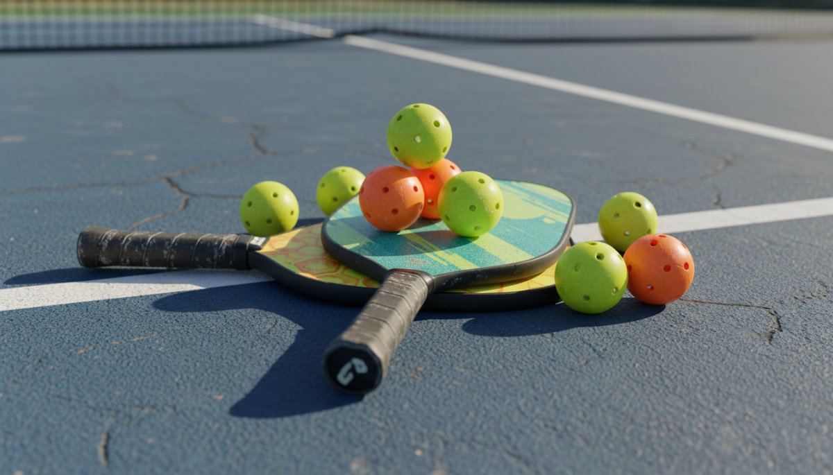 ピックルボールのパドルとボール用具