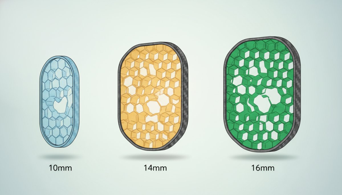 ピックルボールパドルの厚さ比較イメージ