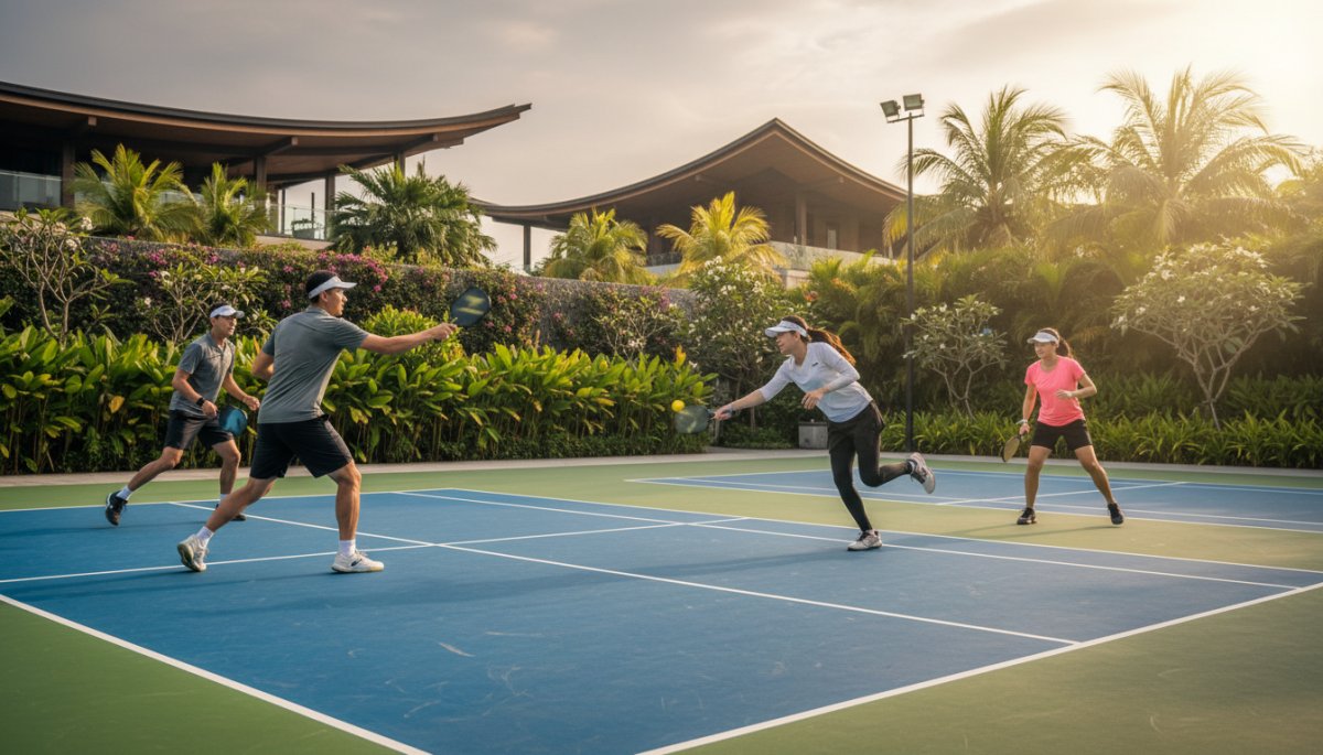 ベトナムのピックルボール専用コートとプレイヤー