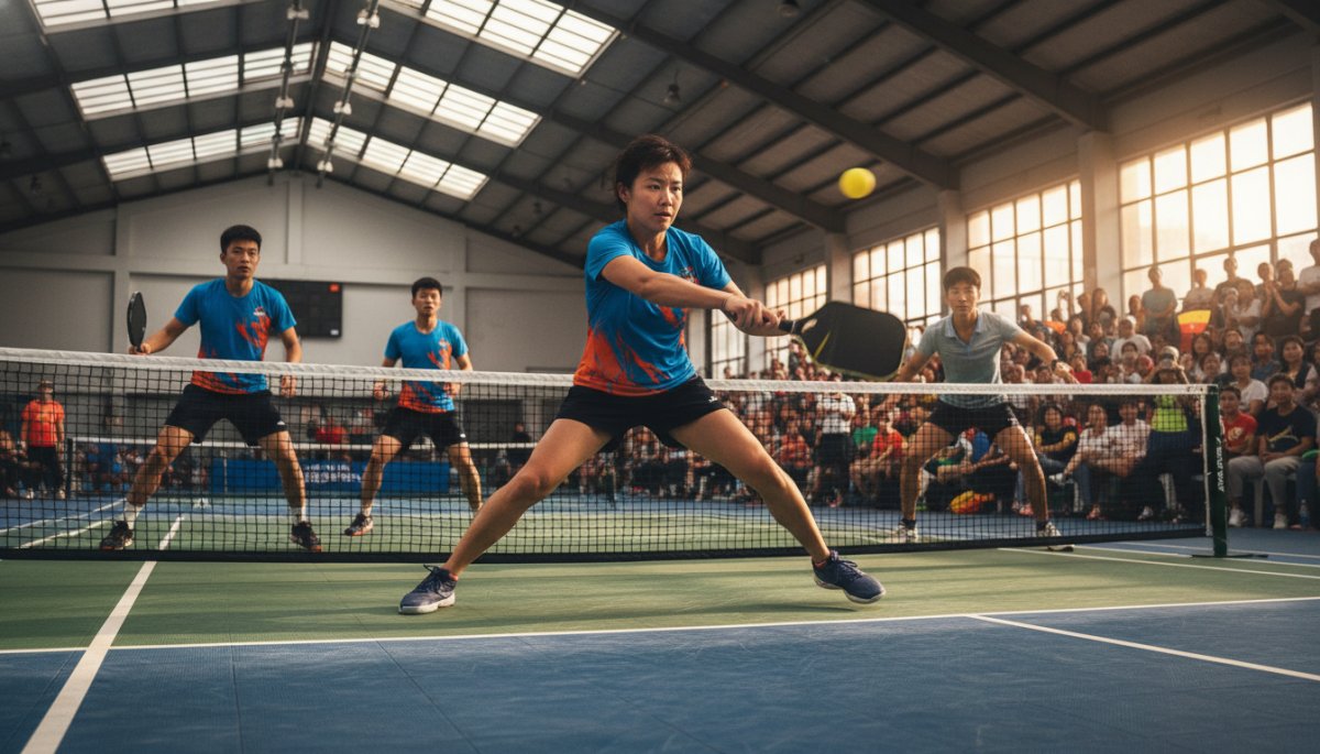 中国で開催されるピックルボール大会の様子