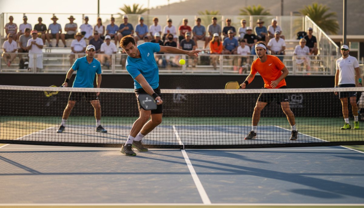 ピックルボールプロトーナメントの様子 競技者とコート