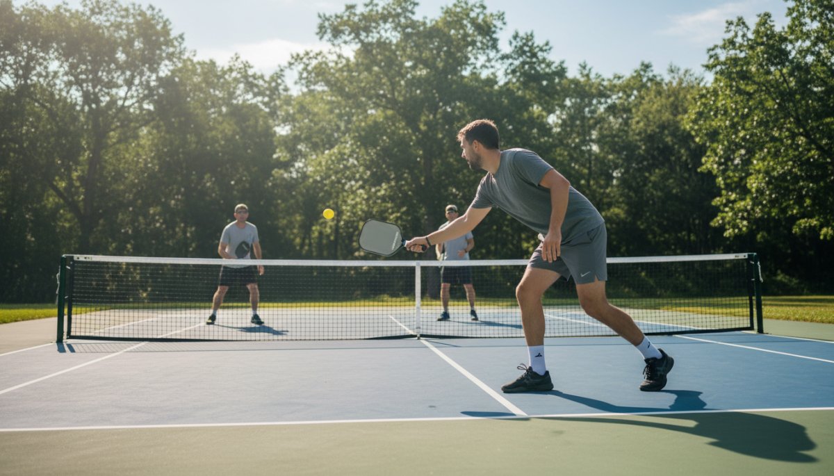 ピックルボールコートでプレーする様子