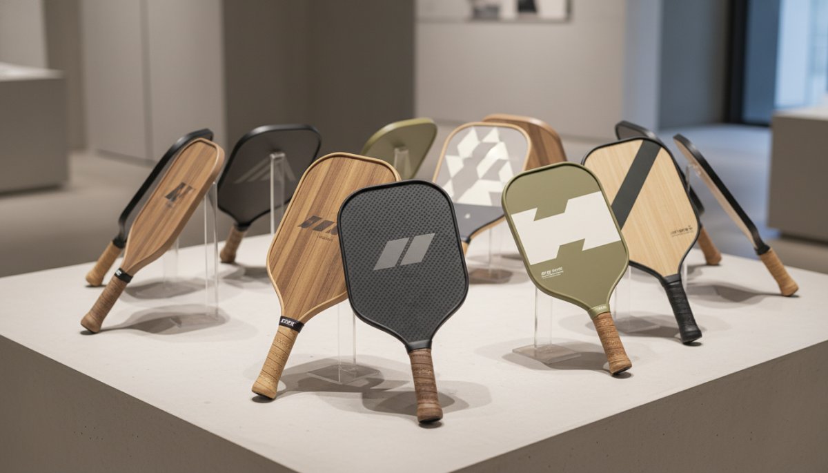 ピックルボールパドルの主要ブランド製品展示