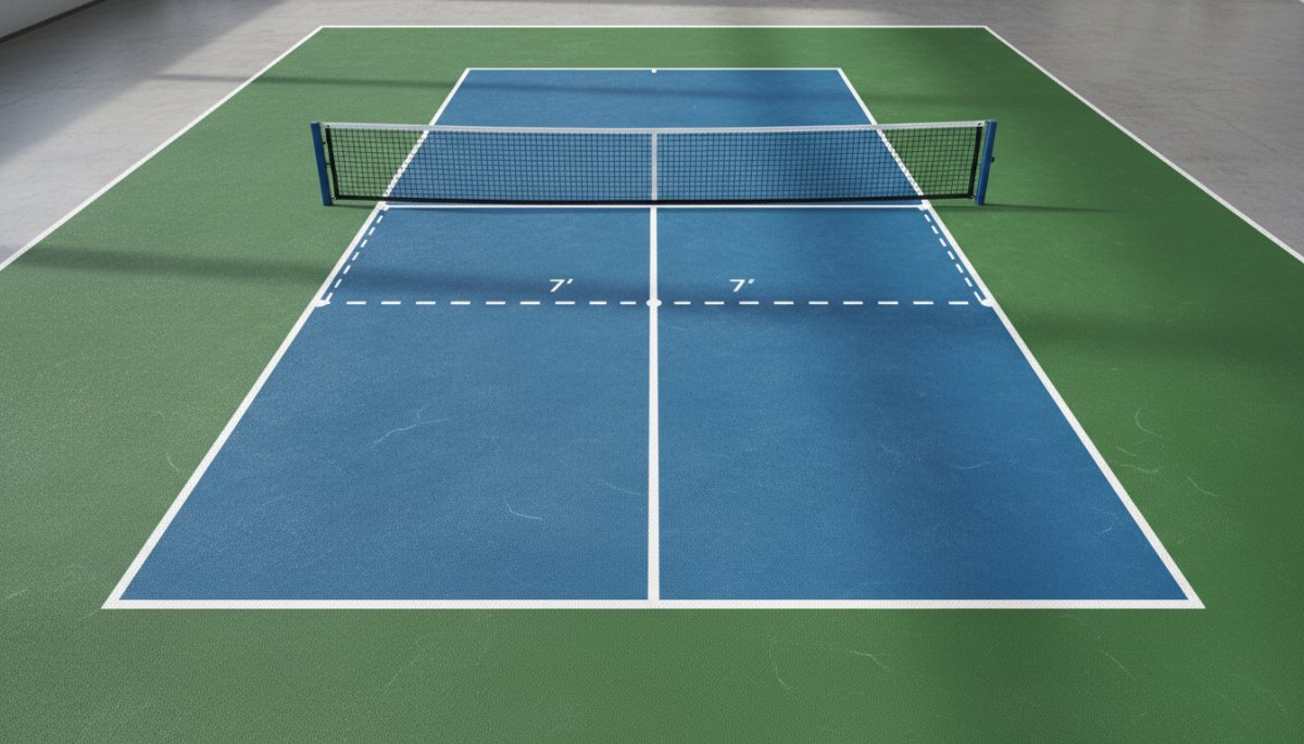 ピックルボールコートのノンボレーゾーン説明図