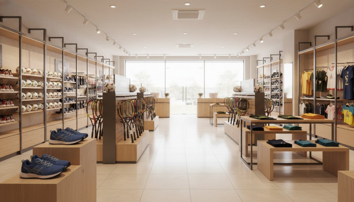 ベトナムのスポーツ用品店の店内