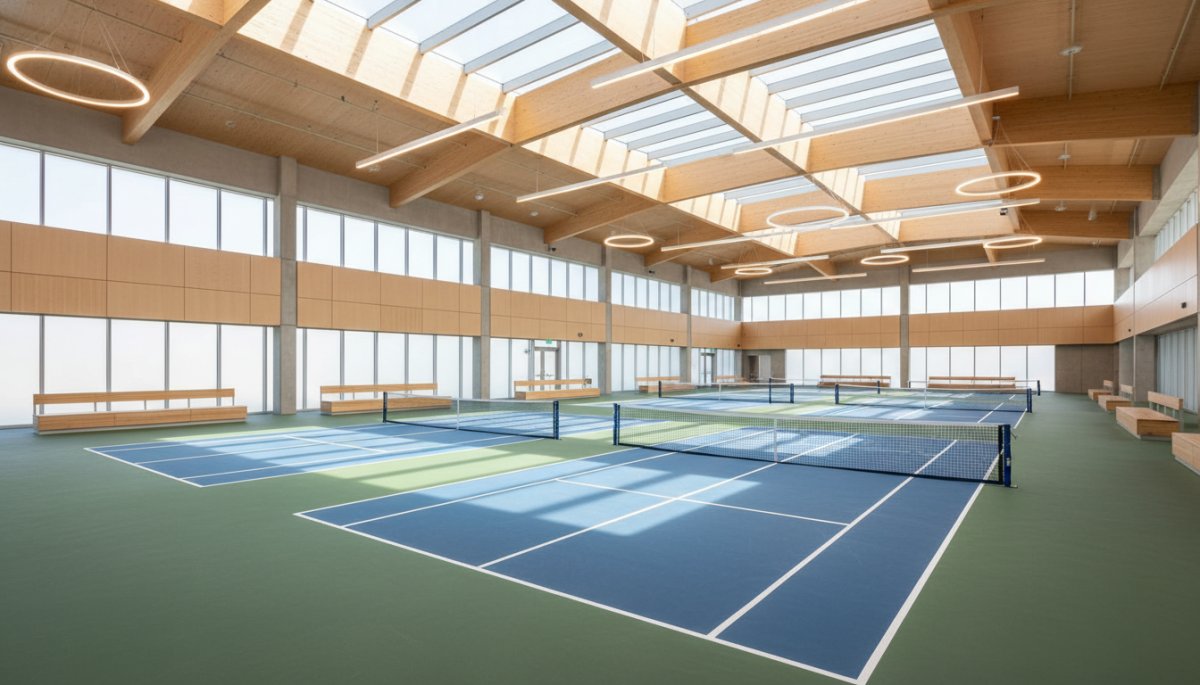 神戸のピックルボール専用コート、広々とした室内施設