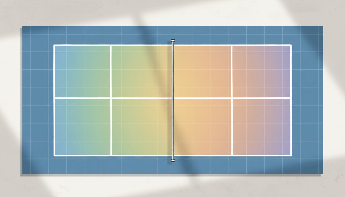 ピックルボールコートの図解、ノンボレーゾーンの説明