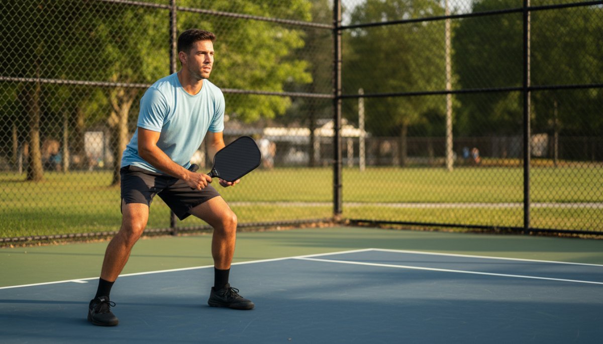 CRBNパドルを使用するピックルボールプレイヤー