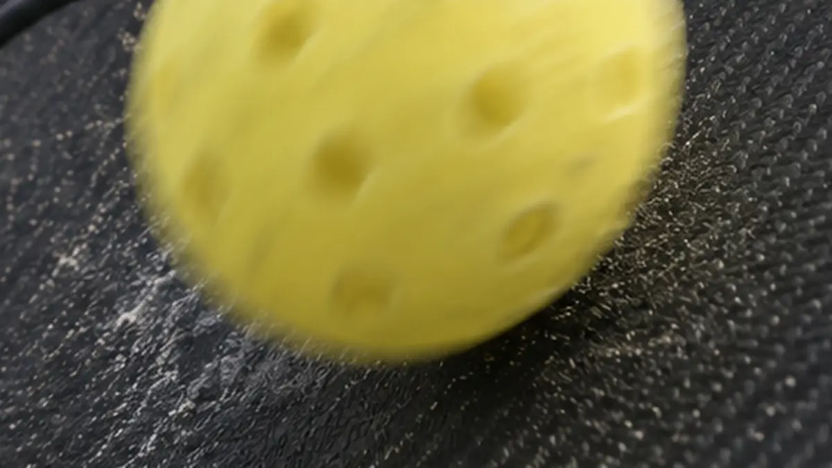 ザラついたカーボン面でボールに回転をかける瞬間
