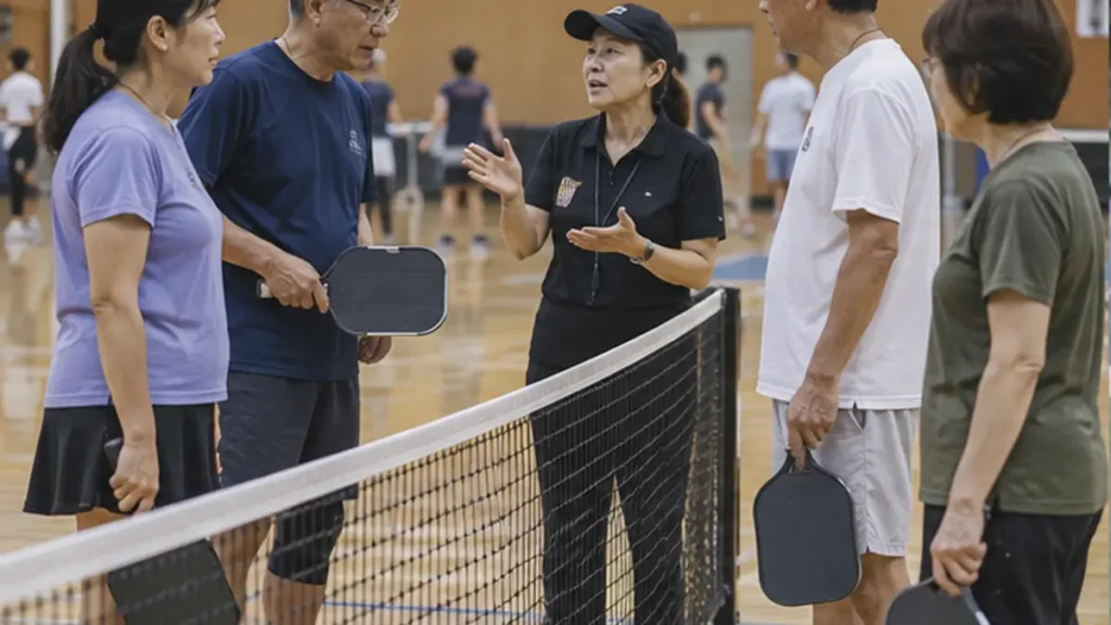 反則ルールを確認する初心者と進行役