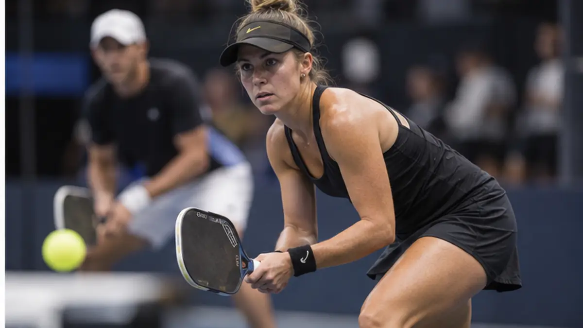 試合中に素早いボレーへ備える女子選手