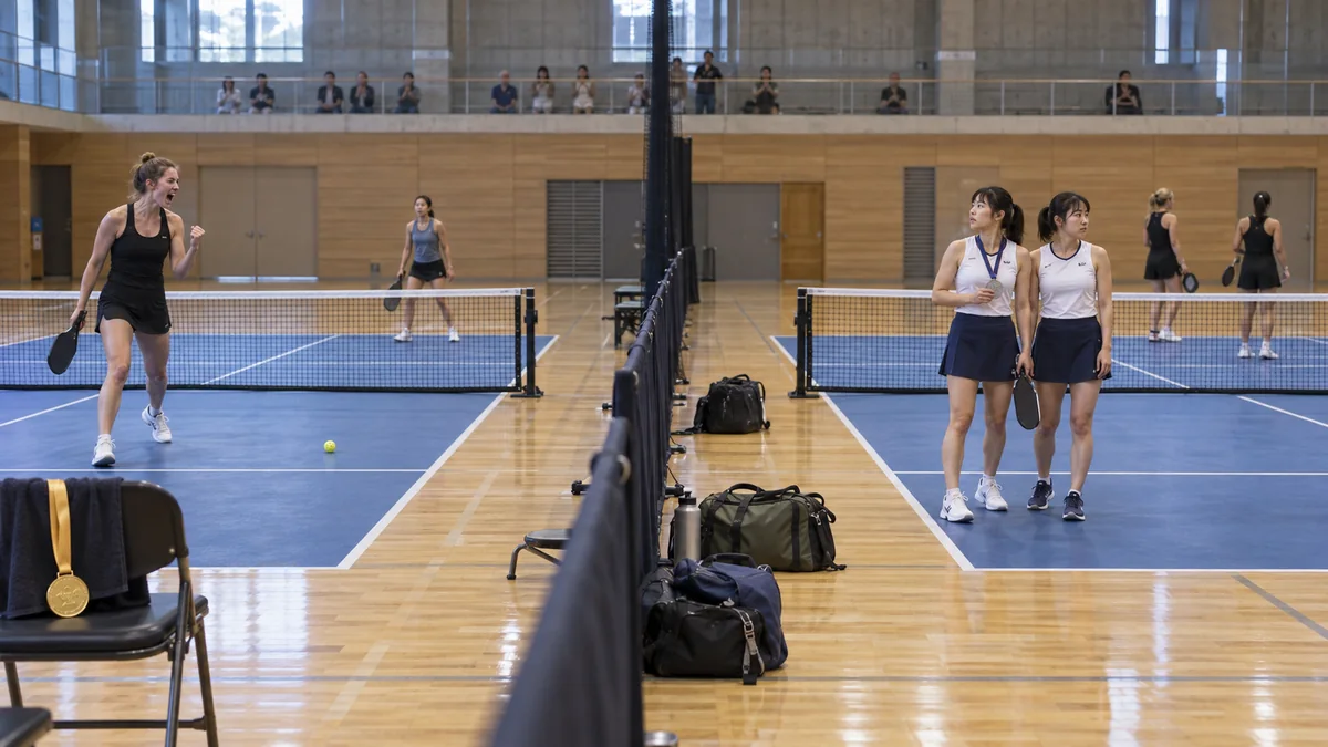 海外勢のシングルス優勝と日本女子ダブルスの準優勝を対比した大会風景