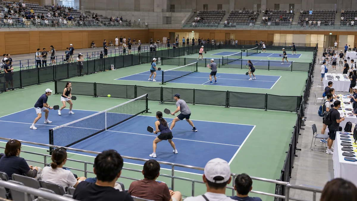 山口の屋内アリーナで複数コートを使って行われる国際大会