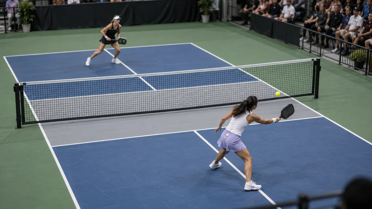 接戦となった女子シングルス決勝で角度のあるボールを返す選手