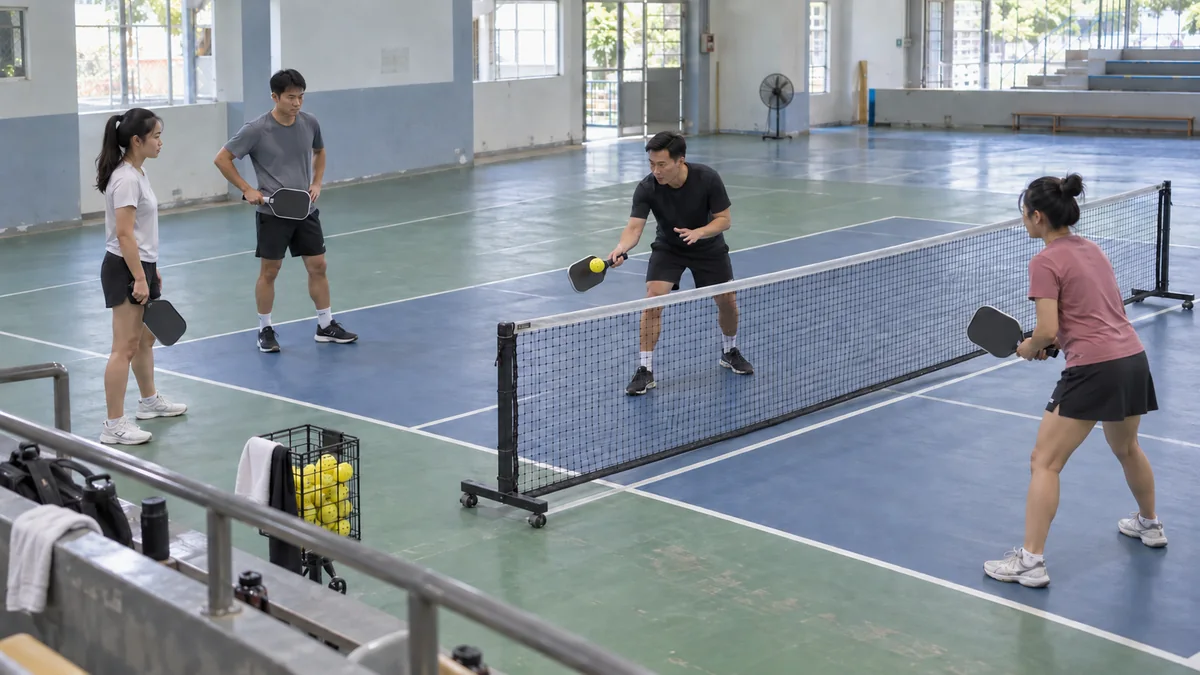 屋内コートでリセットを練習するベトナム人選手たち